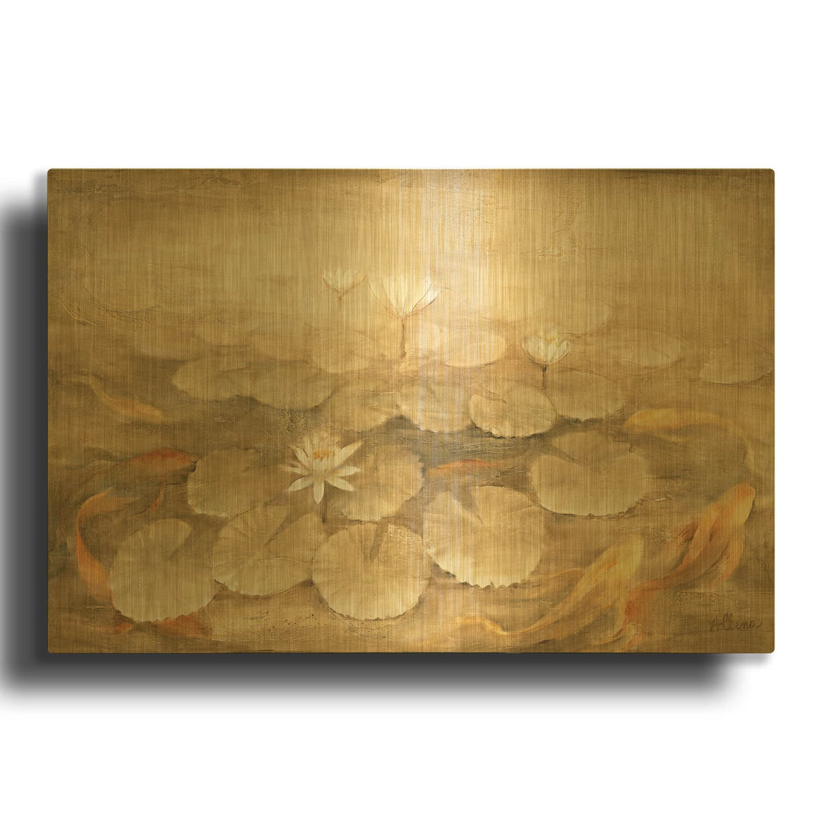 'Koi Pond' By Albena Hristova Gold Metal Wall Art