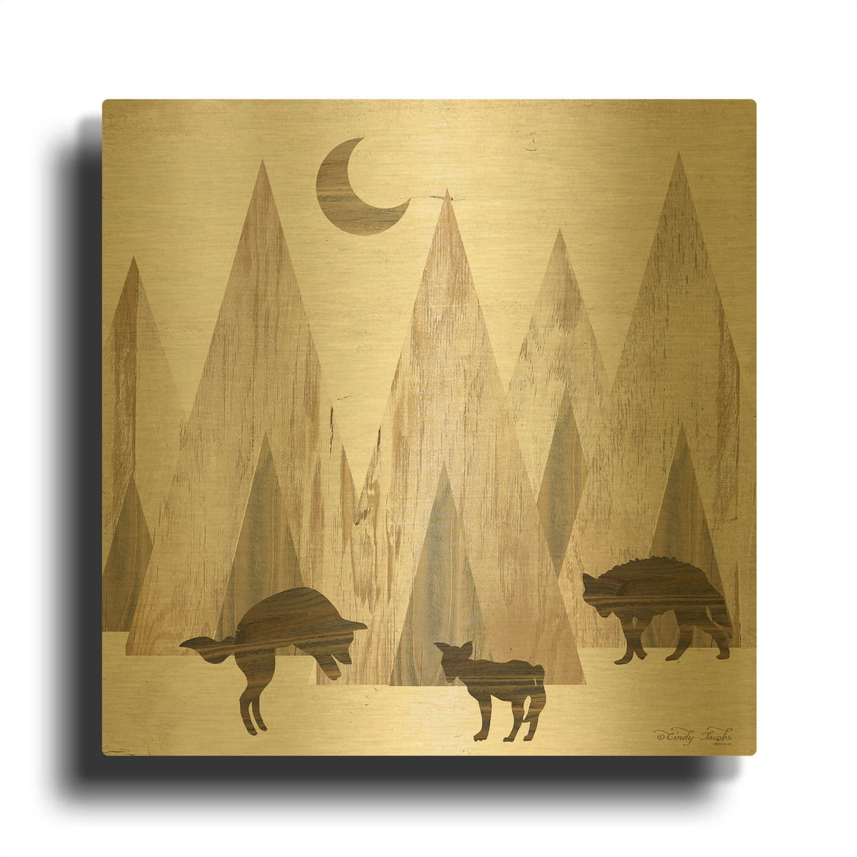 'Night Play' By Cindy Jacobs Gold Metal Wall Art