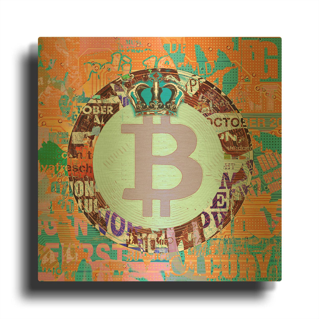 'Bitcoin Cryptocurrency 2-1' By Irena Orlov Gold Metal Wall Art