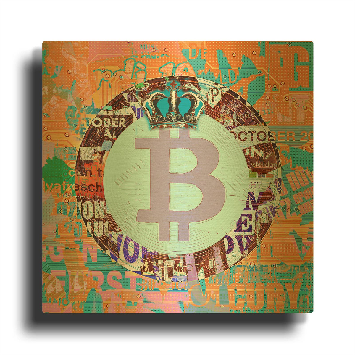 'Bitcoin Cryptocurrency 2-1' By Irena Orlov Gold Metal Wall Art