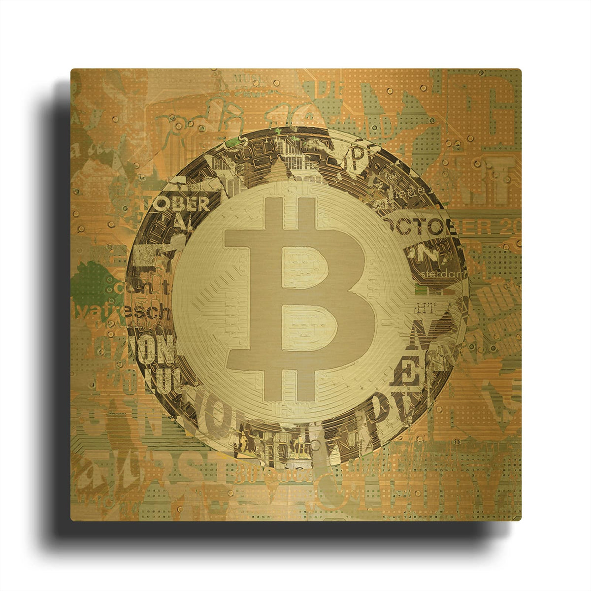 'Bitcoin Cryptocurrency 2-3' By Irena Orlov Gold Metal Wall Art