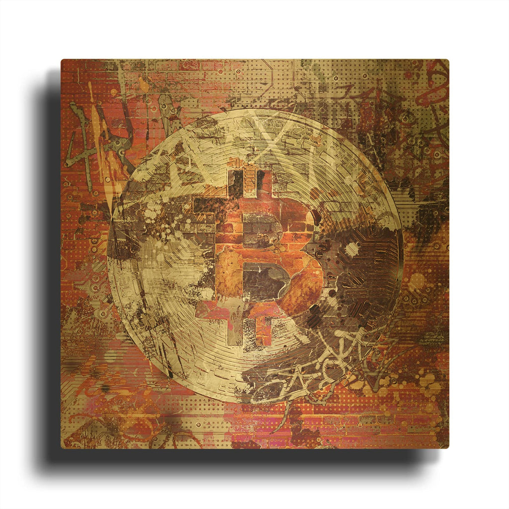 'Bitcoin Coin Art 6' By Irena Orlov Gold Metal Wall Art