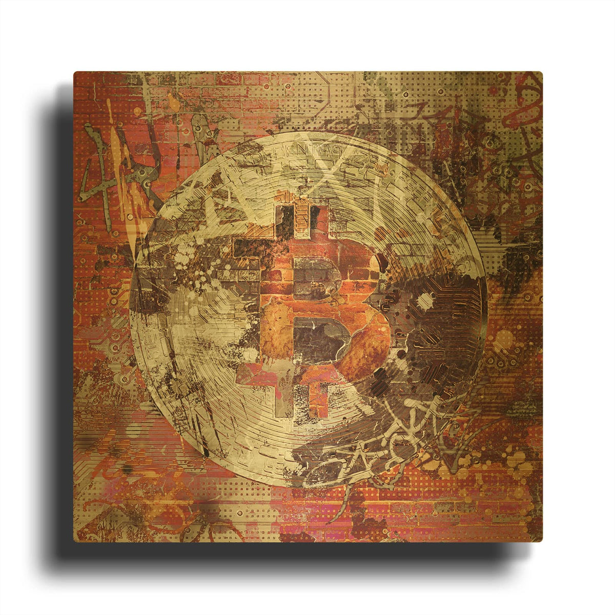 'Bitcoin Coin Art 6' By Irena Orlov Gold Metal Wall Art