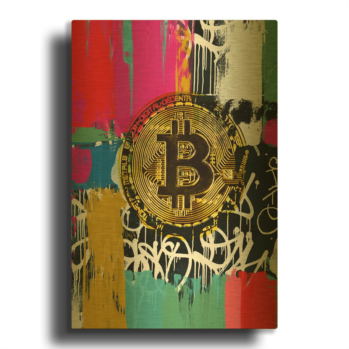 'Cryptocurrency Bitcoin Graffiti 2-1' By Irena Orlov Gold Metal Wall Art