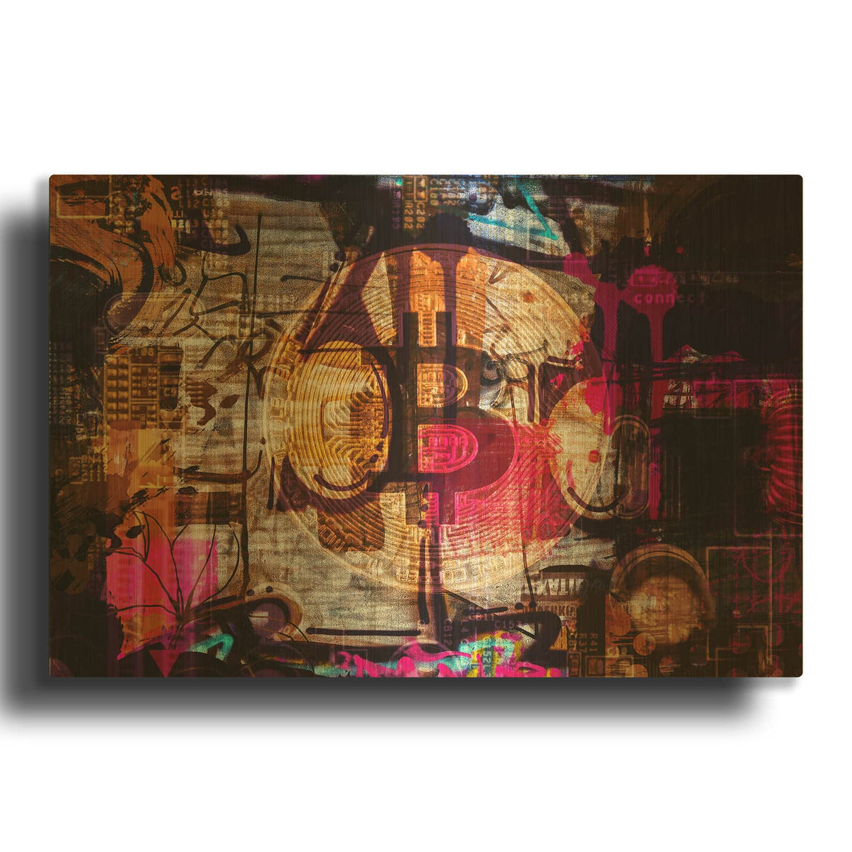 'Crypto currency Bitcoin 2' By Irena Orlov Gold Metal Wall Art