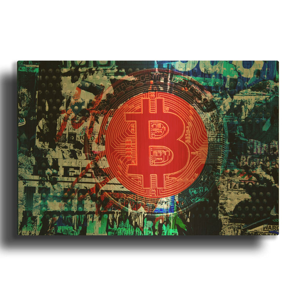 'Bitcoin Graffiti 1' By Irena Orlov Gold Metal Wall Art