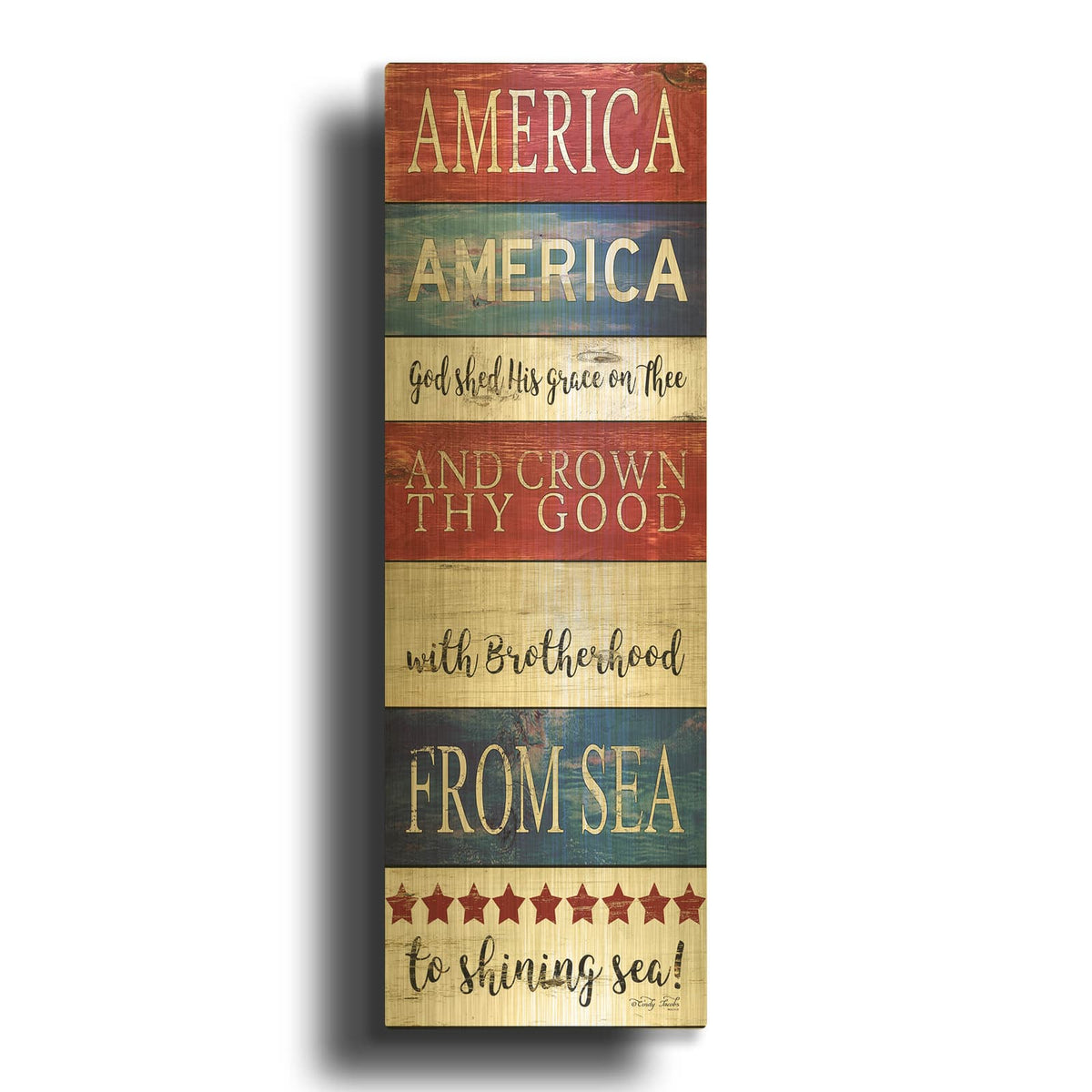 'America God Shed His Grace on Thee' By Cindy Jacobs Gold Metal Wall Art