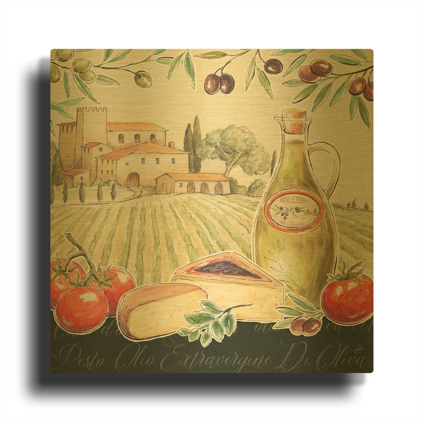 'Tuscan Flavor III' By Daphne Brissonnet Gold Metal Wall Art