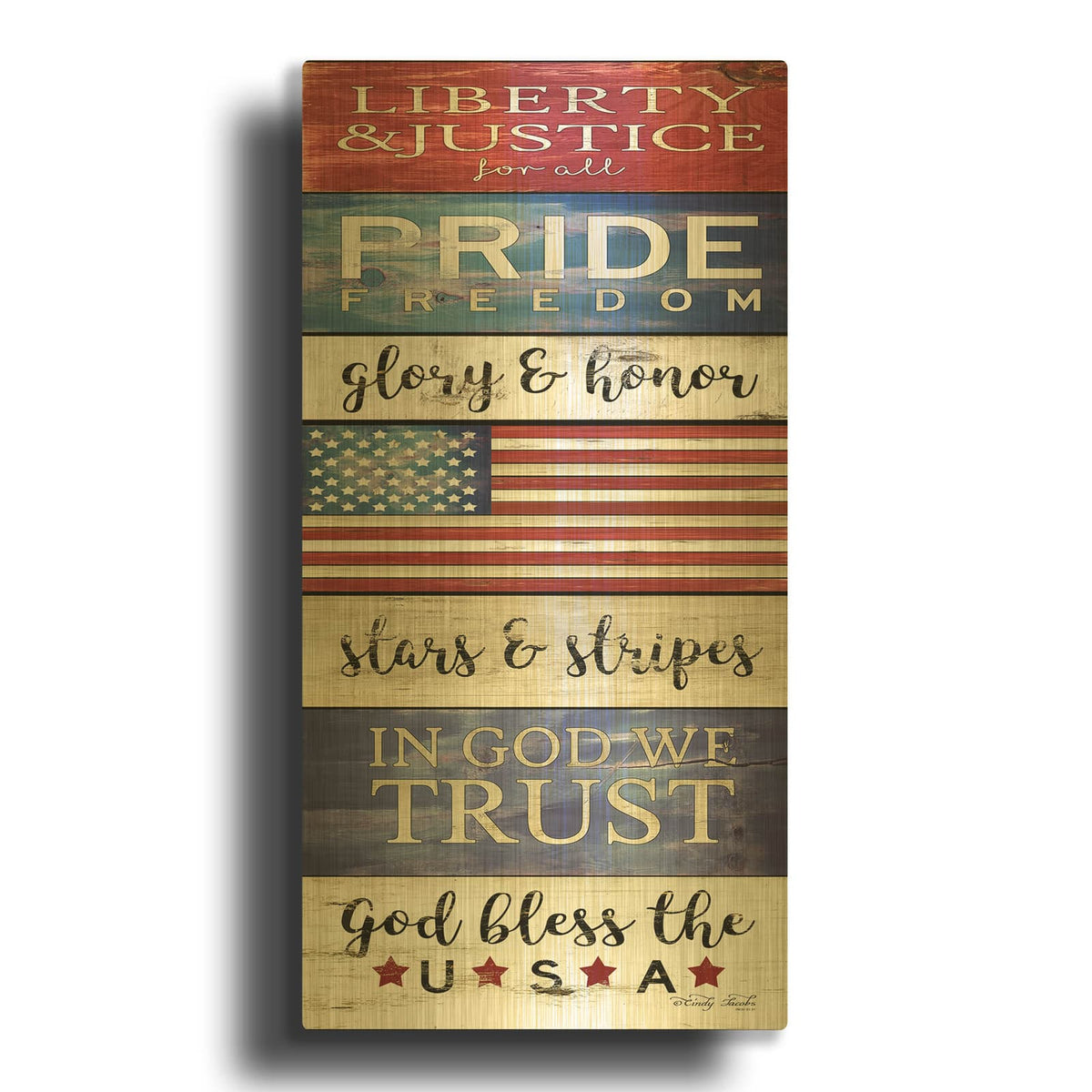 'God Bless the USA' By Cindy Jacobs Gold Metal Wall Art