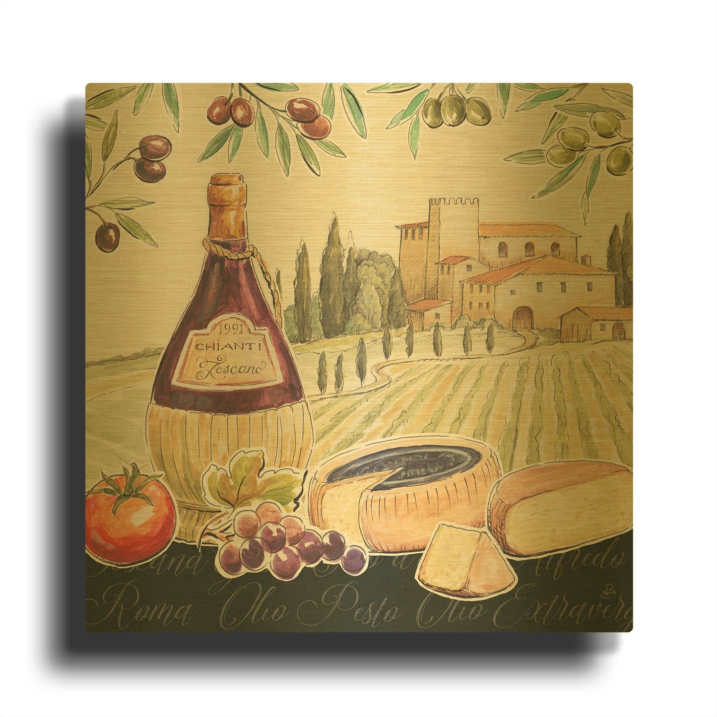 'Tuscan Flavor II' By Daphne Brissonnet Gold Metal Wall Art