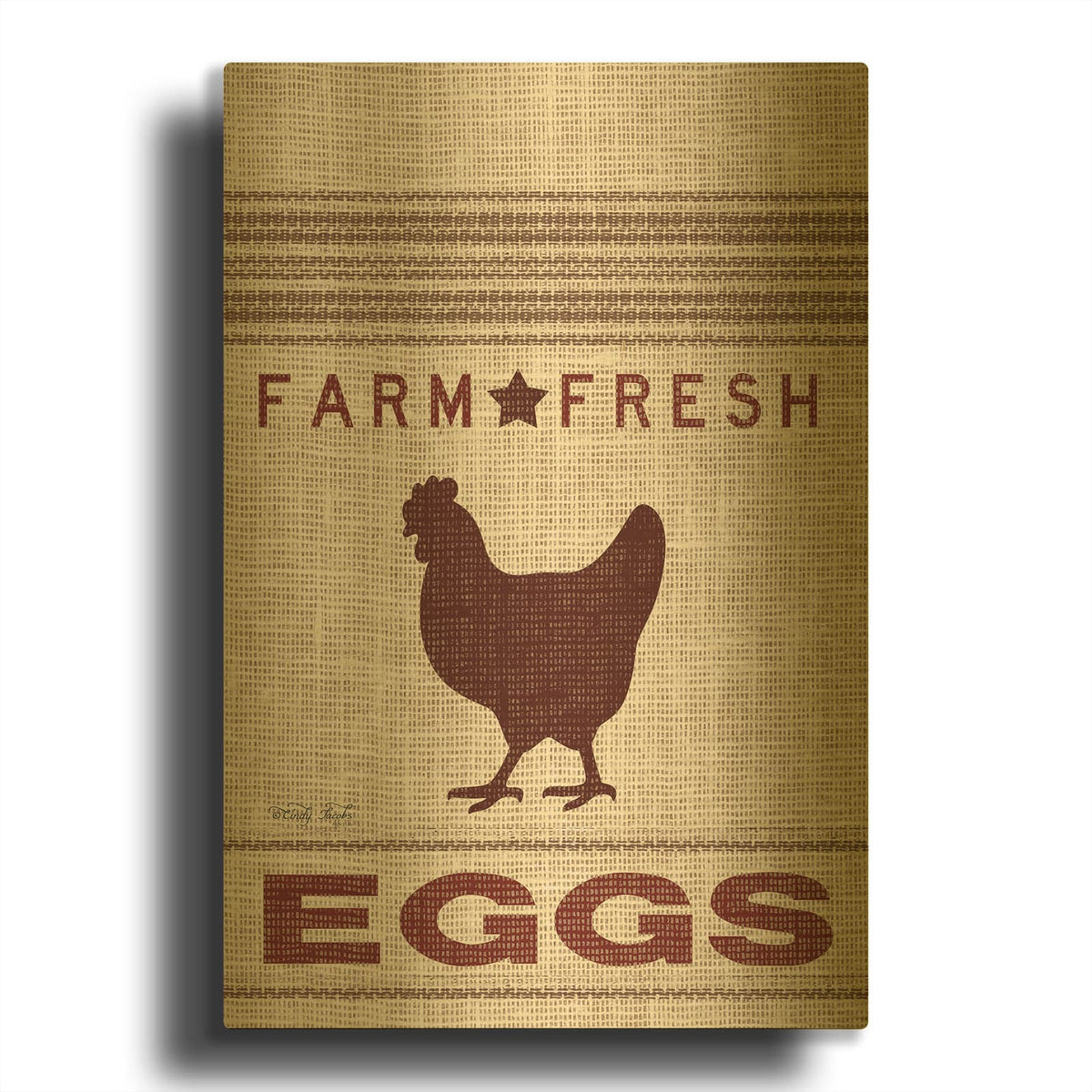 'Grain Sack Eggs' By Cindy Jacobs Gold Metal Wall Art