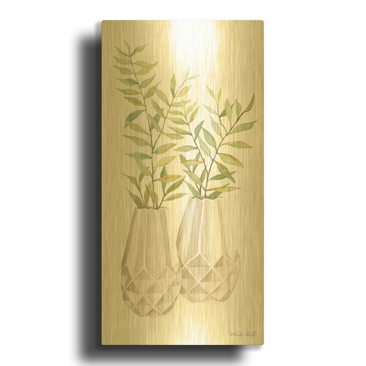 'Geometric Vase I' By Cindy Jacobs Gold Metal Wall Art