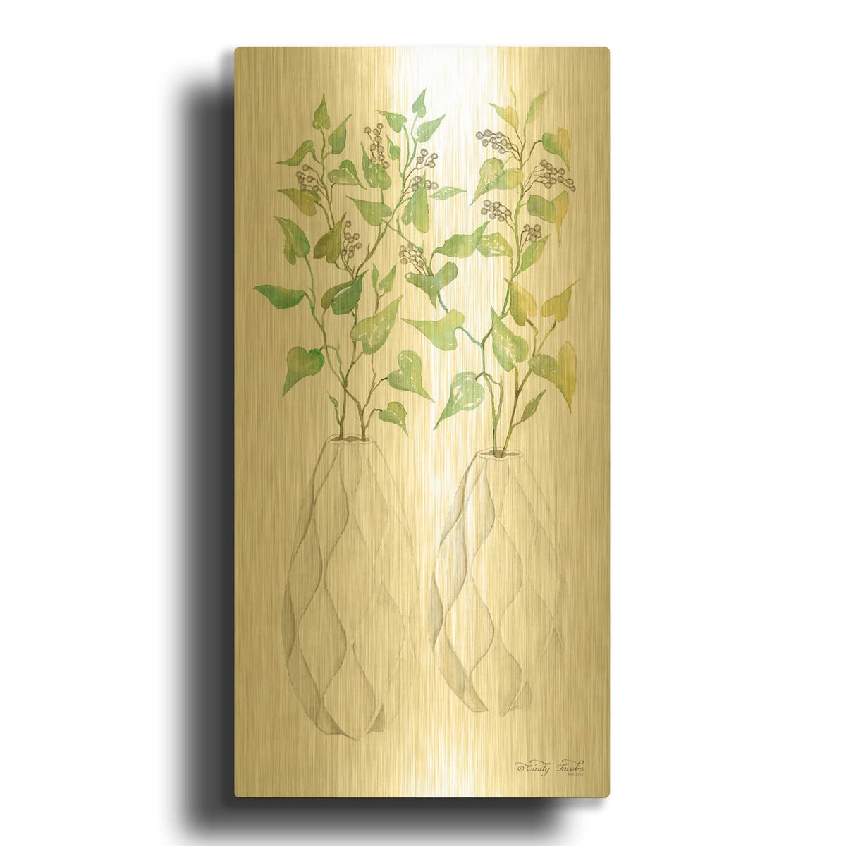 'Geometric Vase II' By Cindy Jacobs Gold Metal Wall Art
