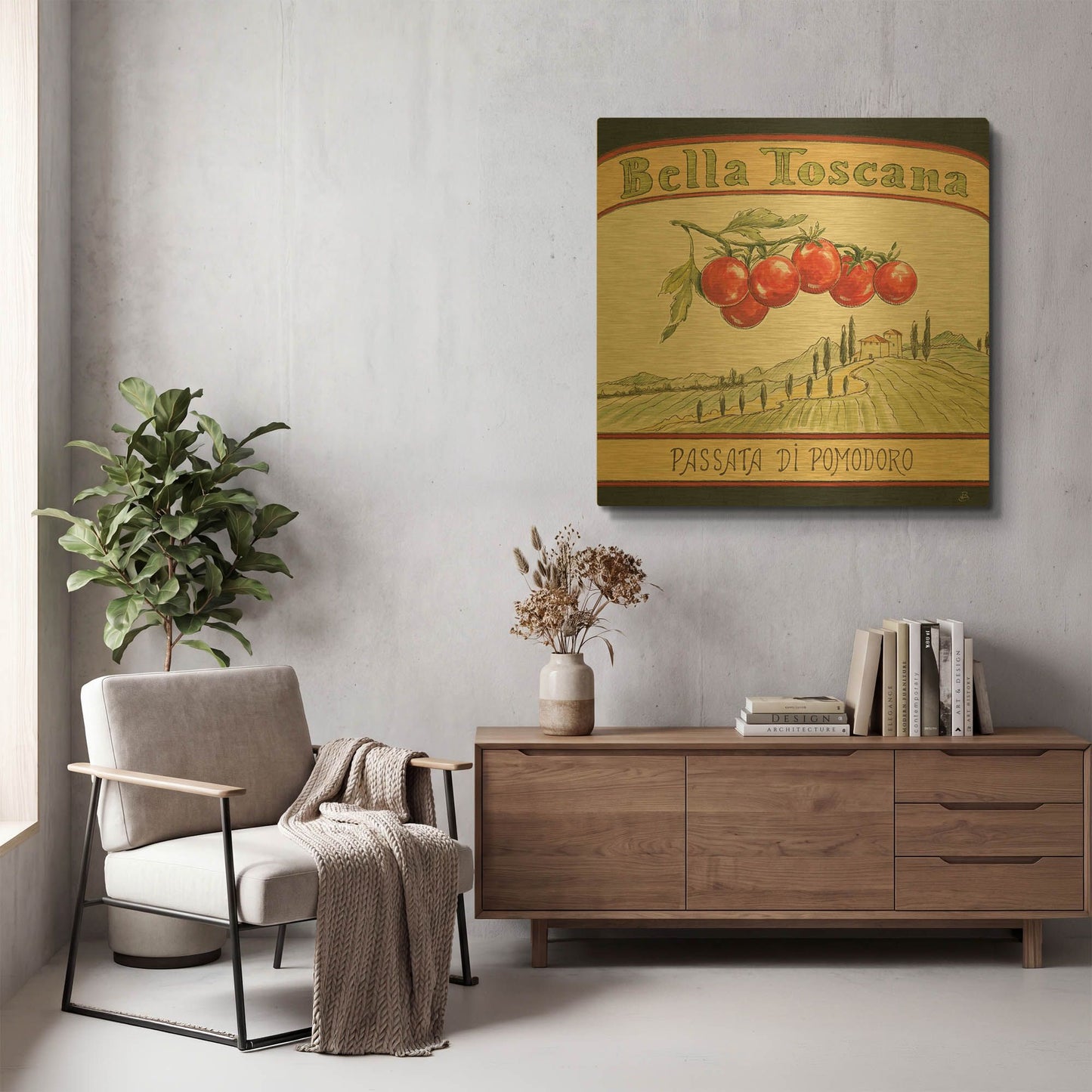 'Tuscan Flavor V' By Daphne Brissonnet Gold Metal Wall Art