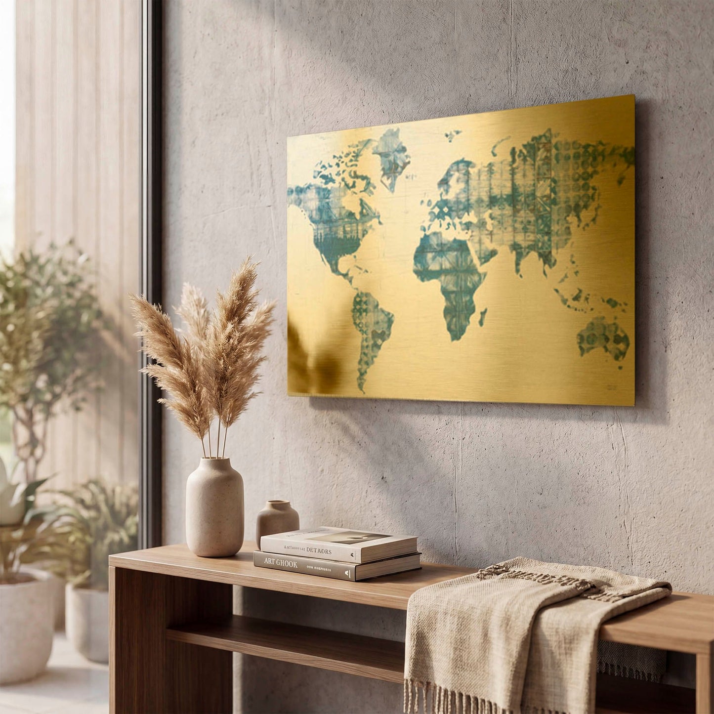 'Kanari Map Indigo' By Melissa Averinos Gold Metal Wall Art