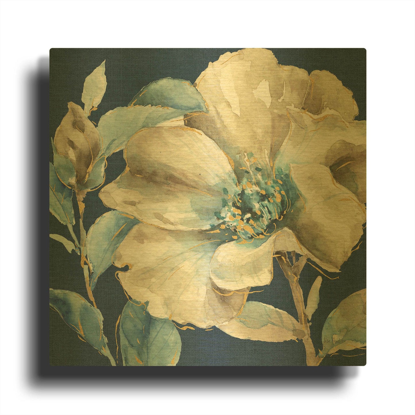 'Indigold IV Navy' By Lisa Audit Gold Metal Wall Art