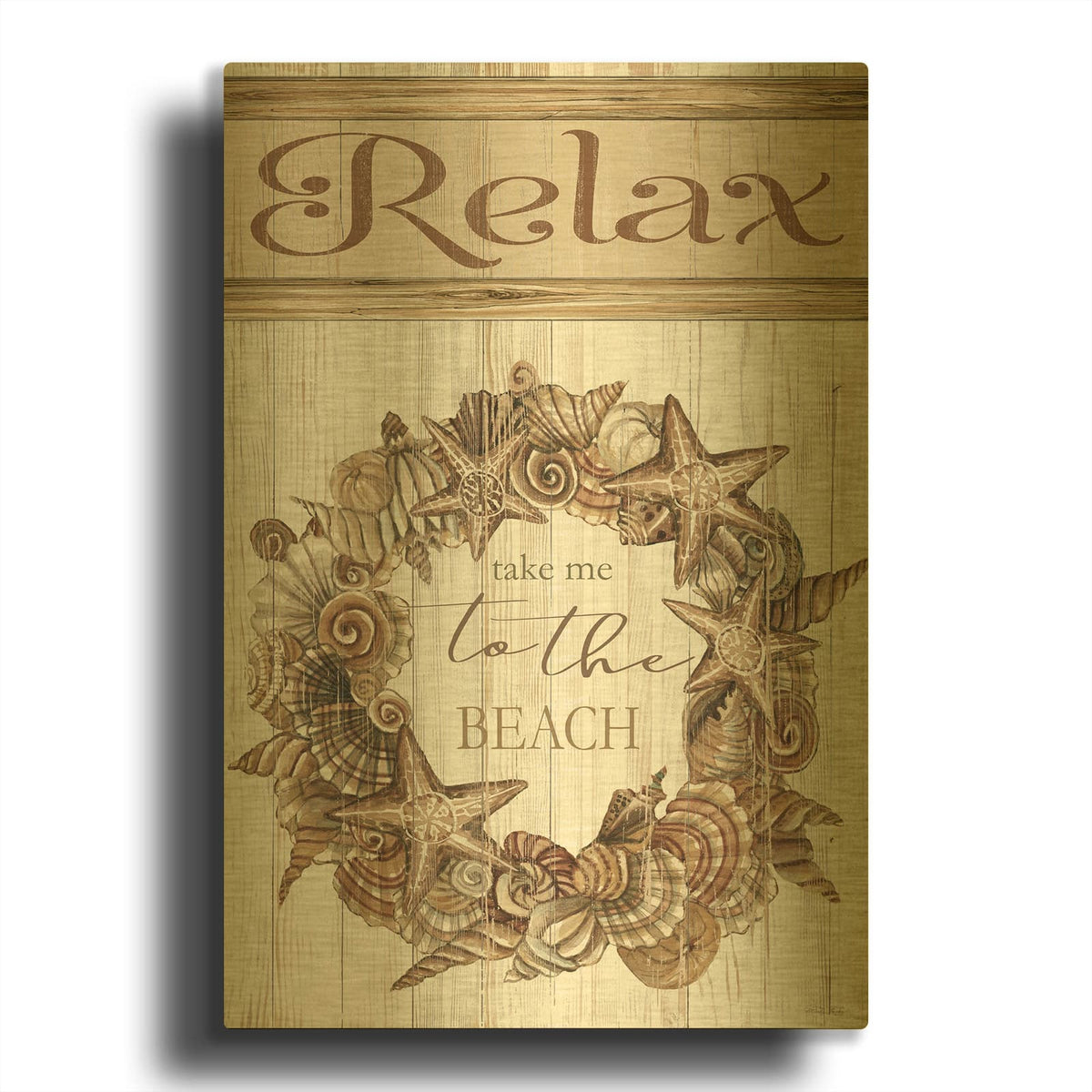 'Relax Shell Wreath' By Cindy Jacobs Gold Metal Wall Art