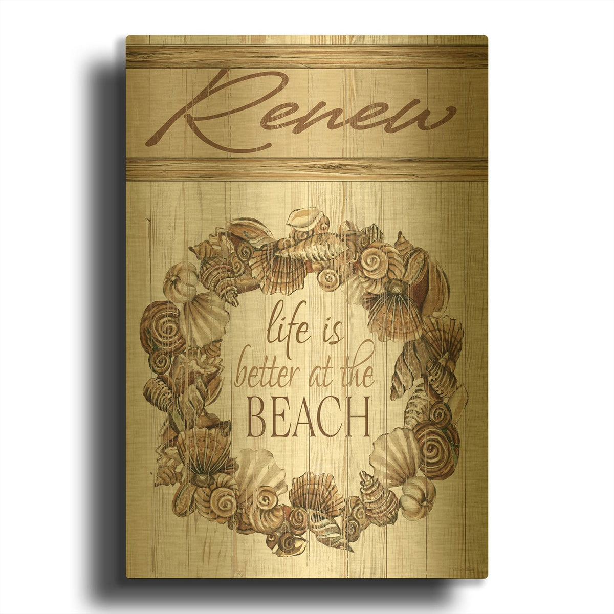 'Renew Shell Wreath' By Cindy Jacobs Gold Metal Wall Art