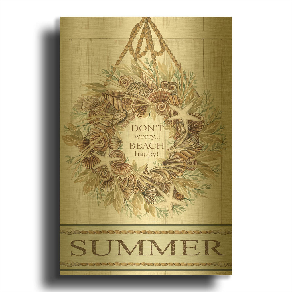 'Summer Beach Wreath' By Cindy Jacobs Gold Metal Wall Art