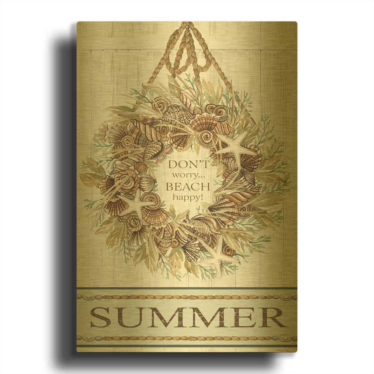 'Summer Beach Wreath' By Cindy Jacobs Gold Metal Wall Art