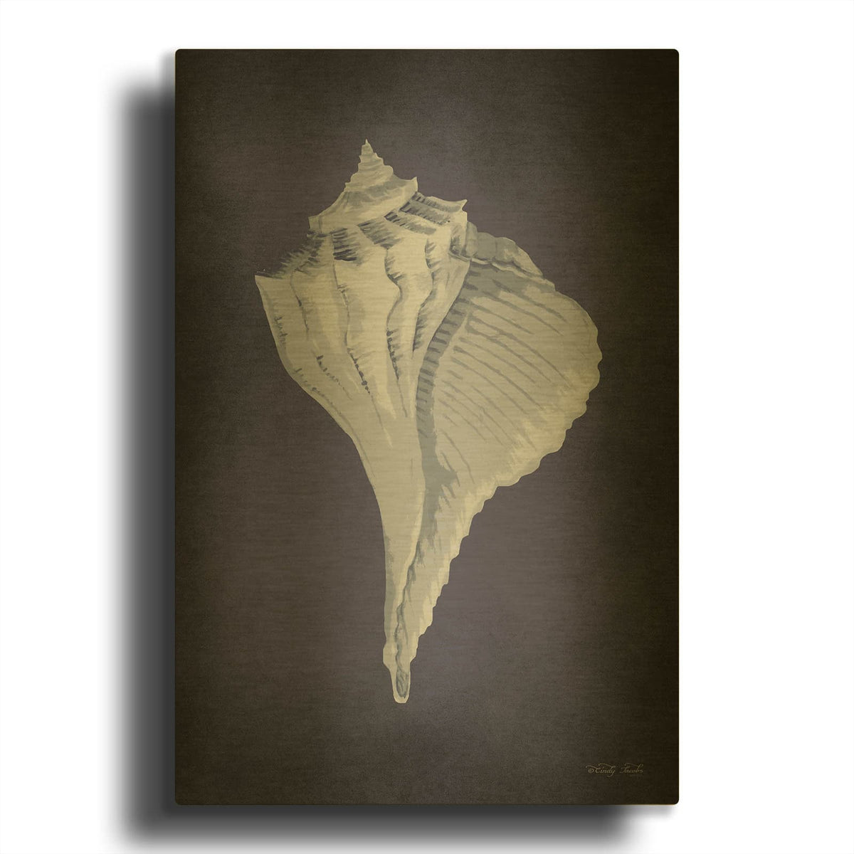 'Blue Seashell II' By Cindy Jacobs Gold Metal Wall Art
