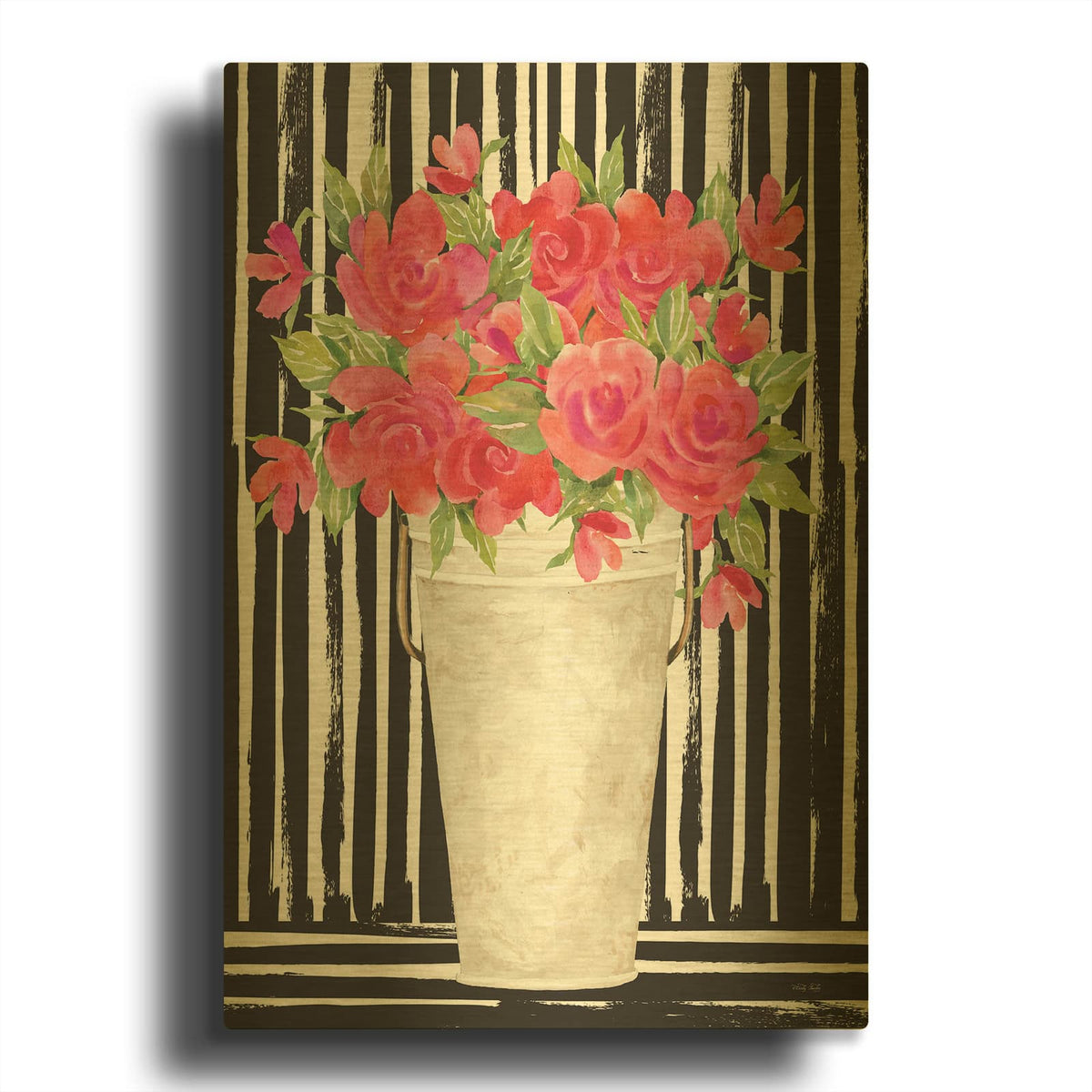 'Fuchsias I' By Cindy Jacobs Gold Metal Wall Art