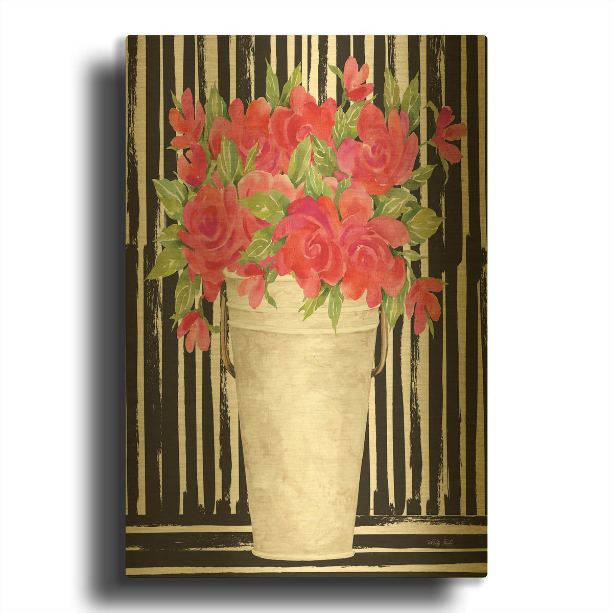 'Fuchsias II' By Cindy Jacobs Gold Metal Wall Art