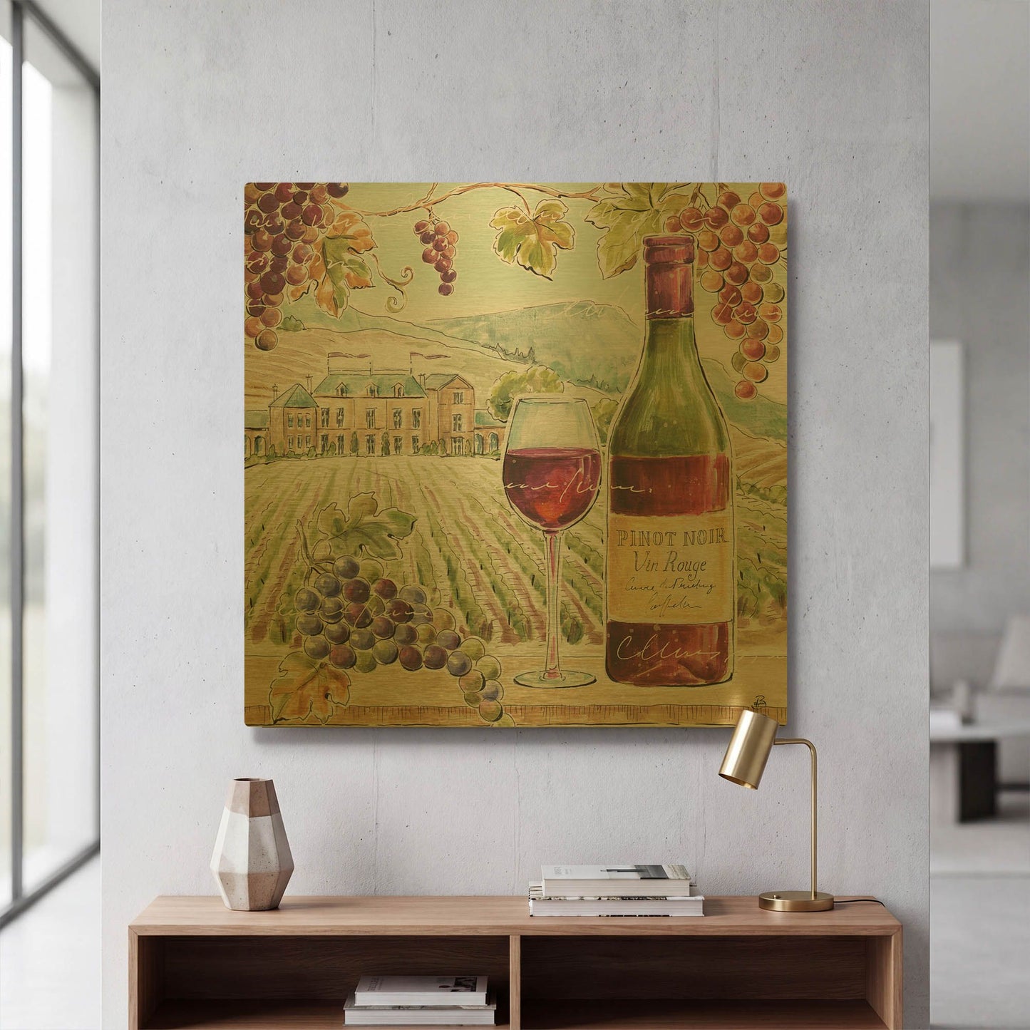 'Wine Country IV' By Daphne Brissonnet Gold Metal Wall Art