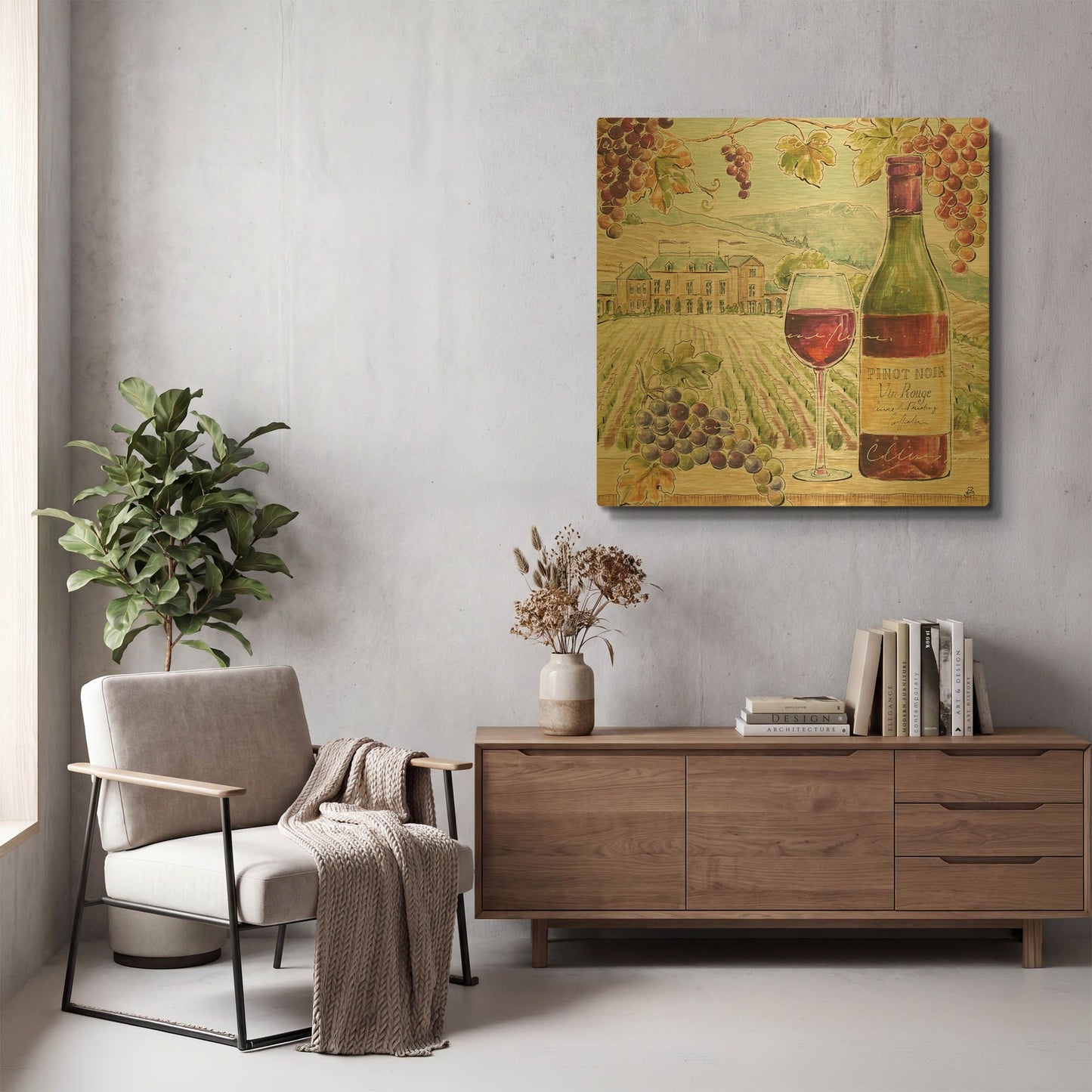 'Wine Country IV' By Daphne Brissonnet Gold Metal Wall Art