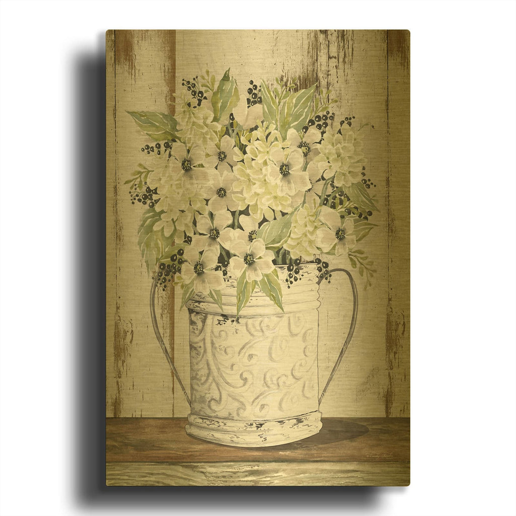 'White Floral Dreams' By Cindy Jacobs Gold Metal Wall Art
