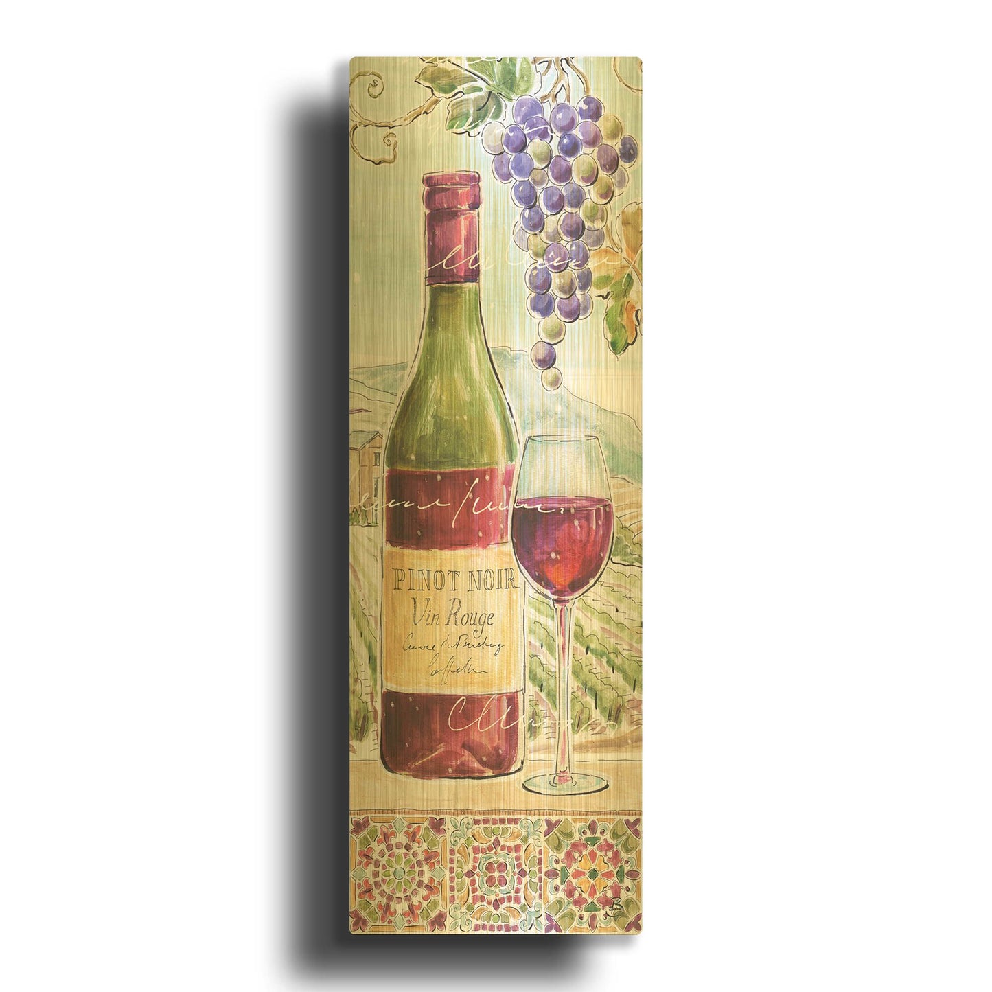 'Wine Country VI' By Daphne Brissonnet Gold Metal Wall Art