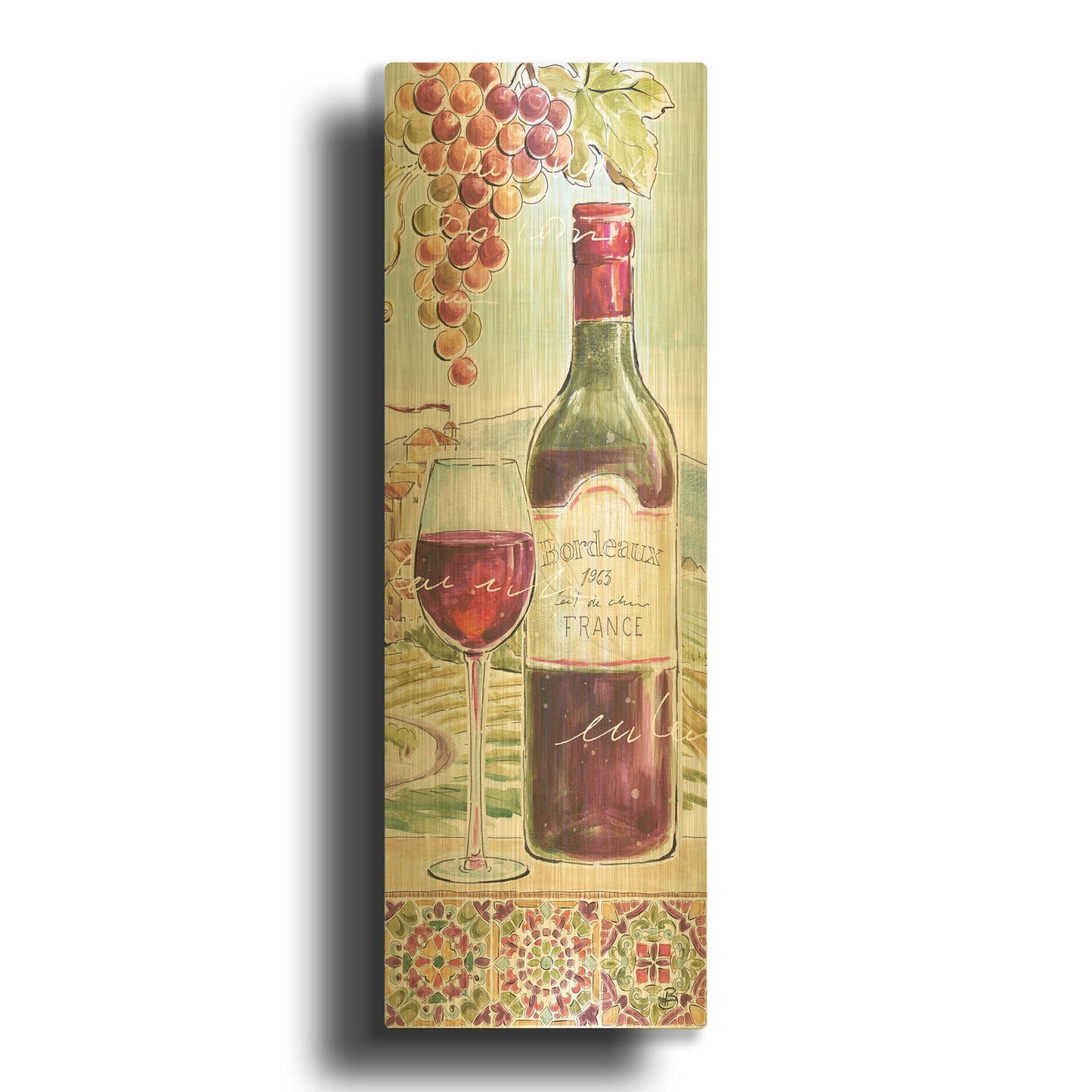 'Wine Country V' By Daphne Brissonnet Gold Metal Wall Art