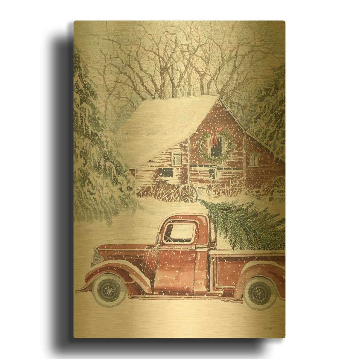 'Down Home Christmas' By Cindy Jacobs Gold Metal Wall Art