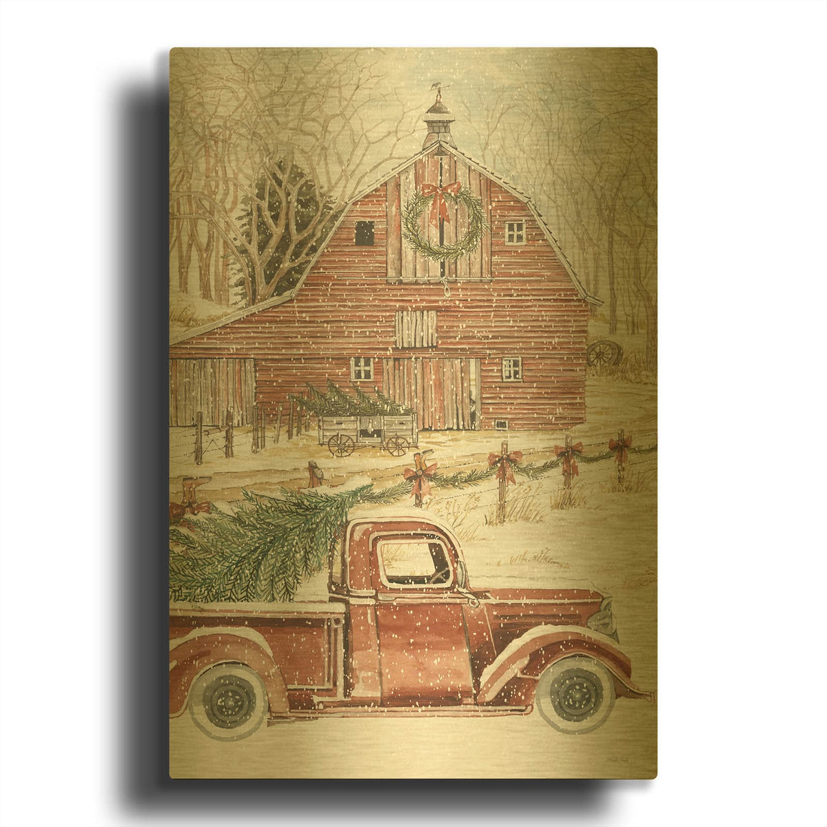 'Christmas Trees for the Holidays' By Cindy Jacobs Gold Metal Wall Art
