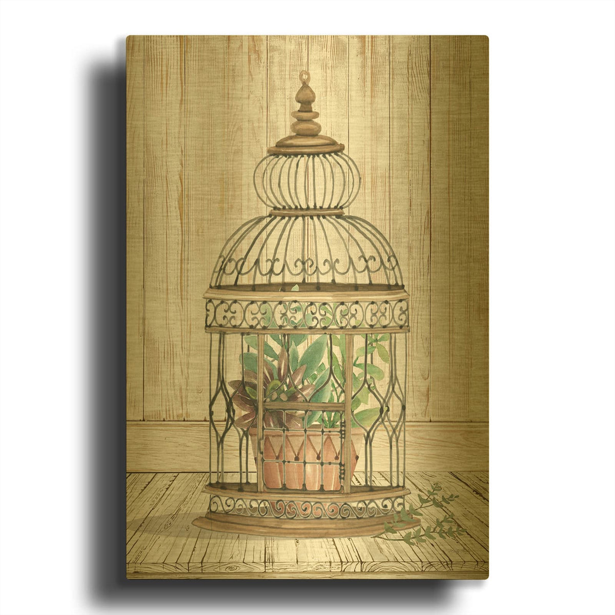 'Caged Beauty I' By Cindy Jacobs Gold Metal Wall Art