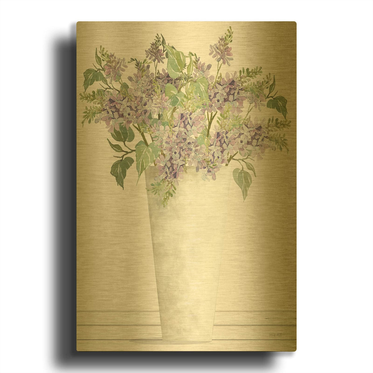 'Lilacs I' By Cindy Jacobs Gold Metal Wall Art