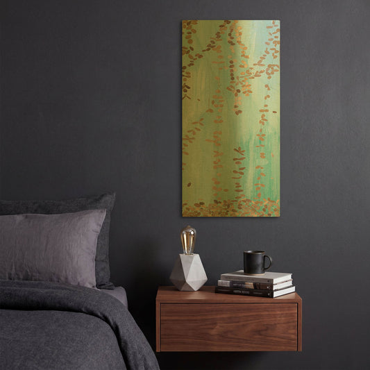'Trailing Vines II Blue' By Candra Boggs Gold Metal Wall Art