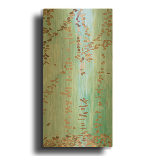 'Trailing Vines II Blue' By Candra Boggs Gold Metal Wall Art