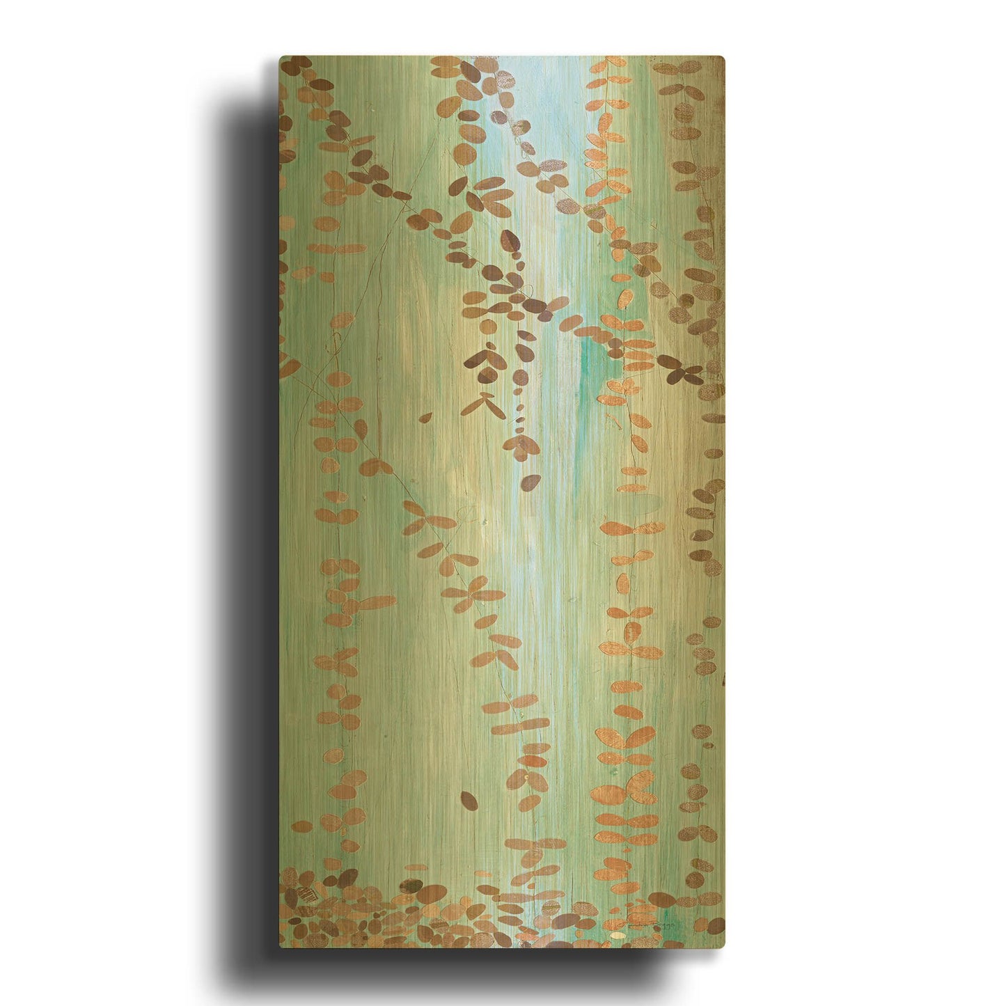 'Trailing Vines III Blue' By Candra Boggs Gold Metal Wall Art