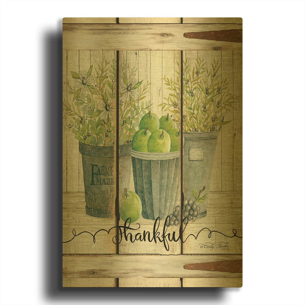 'Eucalyptus - Thankful' By Cindy Jacobs Gold Metal Wall Art