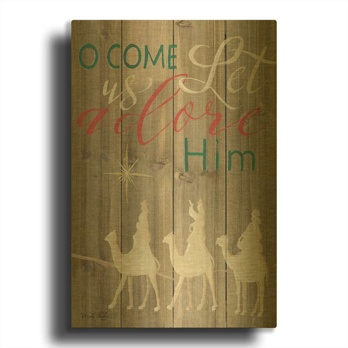 'O Come Let Us Adore Him' By Cindy Jacobs Gold Metal Wall Art