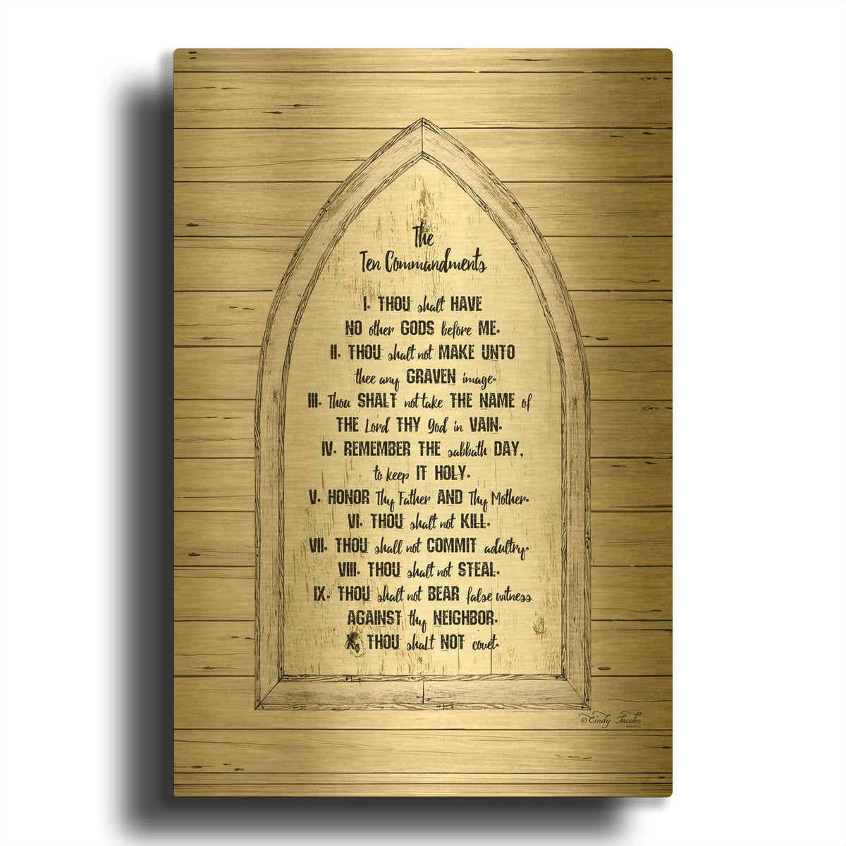 'Ten Commandments' By Cindy Jacobs Gold Metal Wall Art