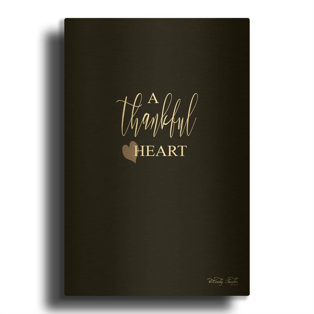 'A Thankful Heart Sign' By Cindy Jacobs Gold Metal Wall Art