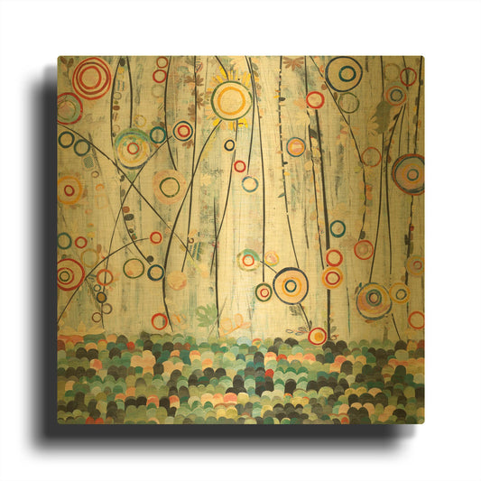 'Blooming Meadow' By Candra Boggs Gold Metal Wall Art