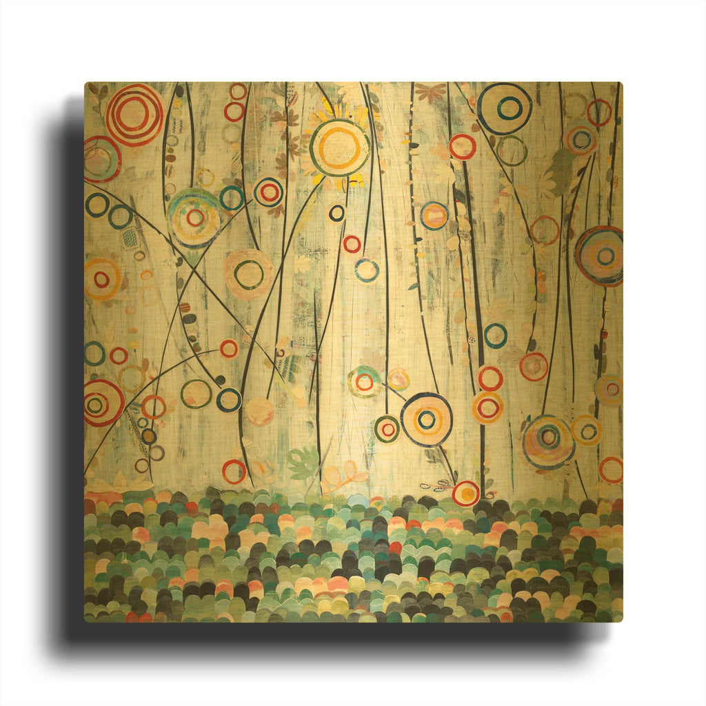 'Blooming Meadow' By Candra Boggs Gold Metal Wall Art