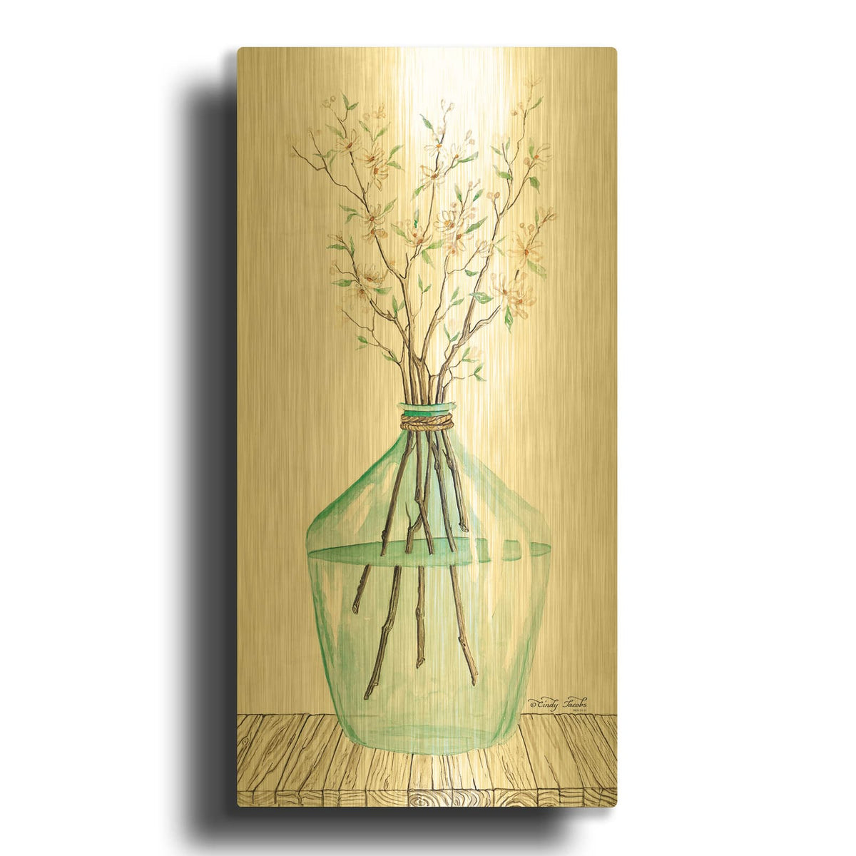 'Spring Blooms' By Cindy Jacobs Gold Metal Wall Art