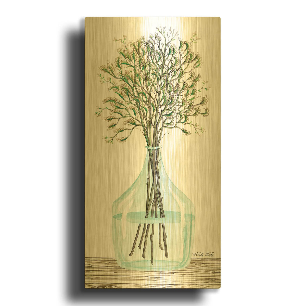 'Summer Blooms' By Cindy Jacobs Gold Metal Wall Art