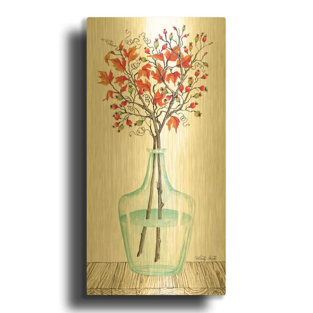 'Fall Blooms' By Cindy Jacobs Gold Metal Wall Art