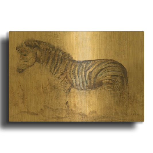 'Global Zebra Light Crop' By Cheri Blum Gold Metal Wall Art