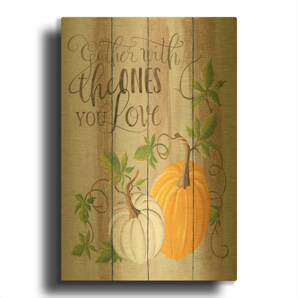 'Gather Pumpkins' By Cindy Jacobs Gold Metal Wall Art